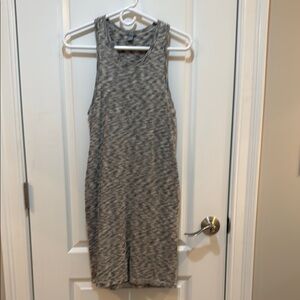 Aerie Gray Ribbed Halter Midi Dress